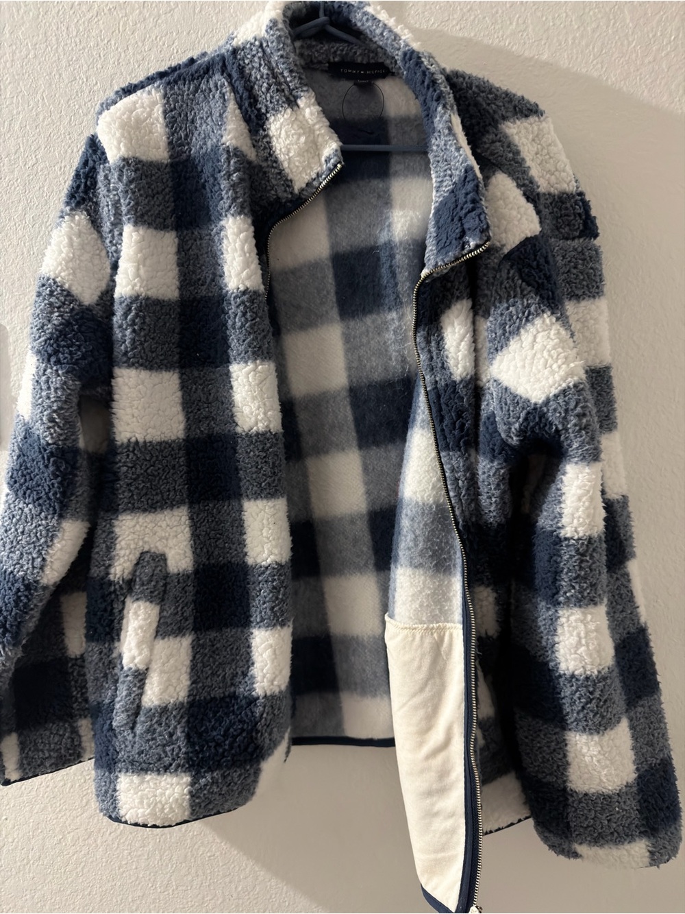 Tommy Hilfiger Buffalo Plaid Sherpa Jacket Cozy Zip Up